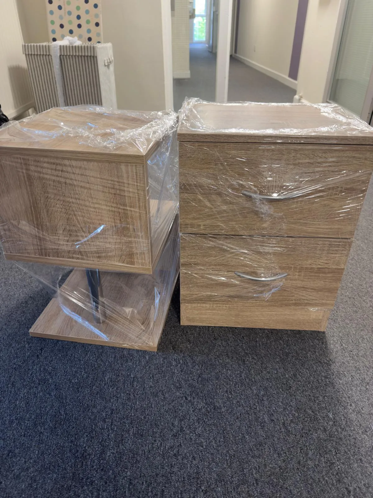 Office desks and chairs ready for a workplace move in Doncaster